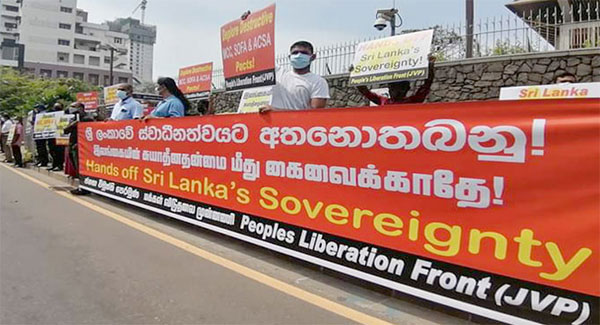 Protest by JVP opposite the US embassy against the visit of US secretary…