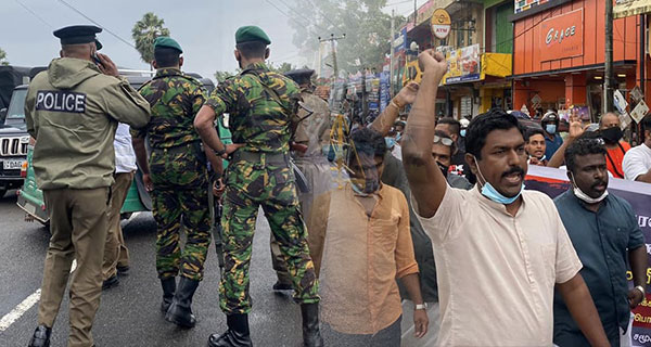 Disturbing from Police to peace protest in Pottuvil..