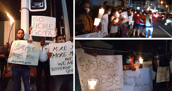Mirihana surrounded by A Stream of Protestors