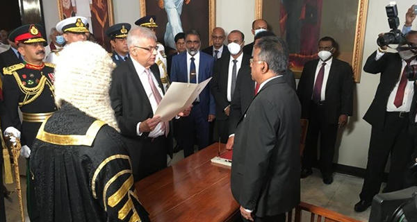 Ranil was sworn in as new President