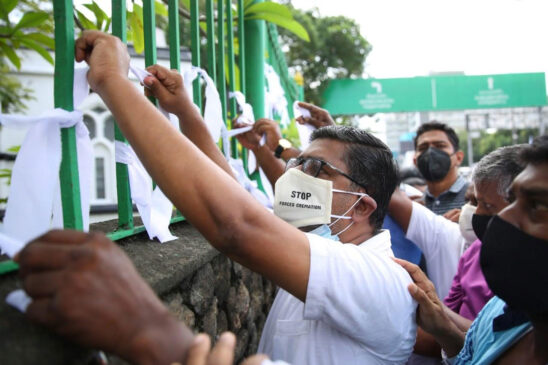 Protest against burning of Muslim bodies