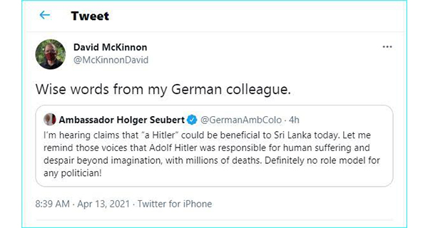 dilum amunugama Gotabaya Hitler Ambassador Holger Seubert
