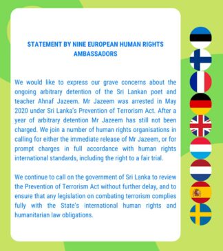 Demands from European governments for Ahnaf jazeem release