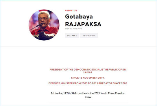 Gotabaya Rajapaksa reporters without borders