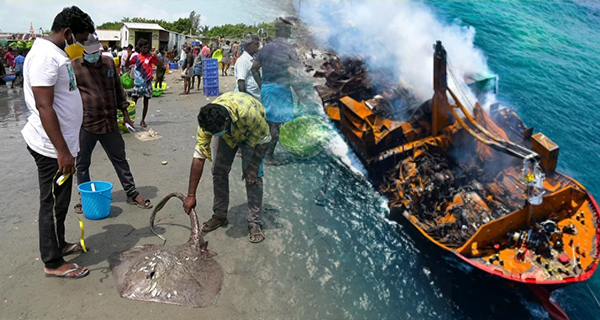 South Indian fishermen stranded by fire on Express Pearl