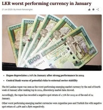 sri lankan rupee the worst performing emerging market currency