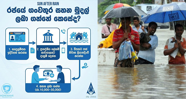 රජයෙන් ලබා දෙන ගංවතුර සහන මුදල් ලබා ගන්නේ කෙසේද? (රු. 10,000-50,000)