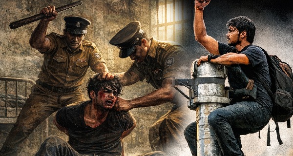 පොලීසිය ගැහුවද? ලයිට් කණු උඩ නැගලා ජීවිතේ අවදානමට ලක්කරගන්න එපා. මානව හිමිකම් ප්‍රථමාධාර මධ්‍යස්ථානයකට එන්න